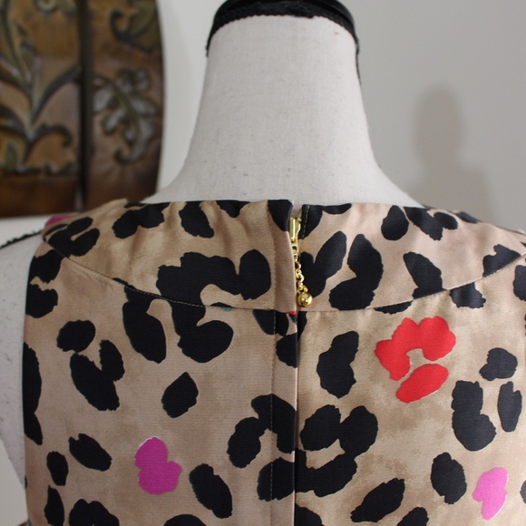 Kate Spade, Bette Leopard Bow Cocktail dress Sleeveless Taffeta Pockets - Picture 7 of 12
